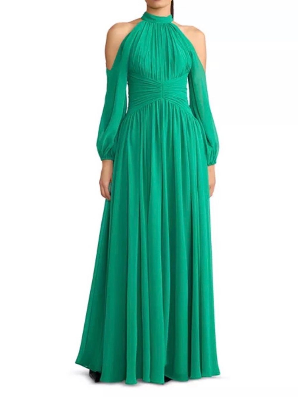 NWT Zac Posen x Wicked Green Cold-Shoulder Halter Maxi Dress Size 4
